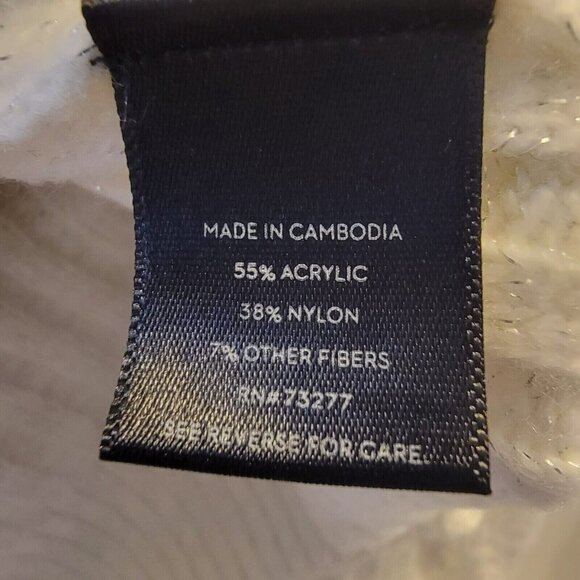 ❤️Knit Sweater Asymmetrical-Hem Sz L Womens Cream with Little Silver Sparkle New - Picture 7 of 9